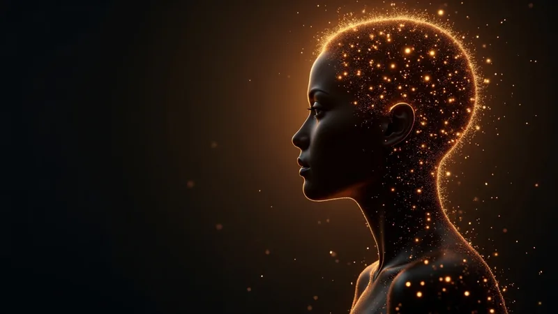 technologie derrière un chatbot IA pour PME, noeuds de réseau neuronal formant la silhouette d'un assistant numérique