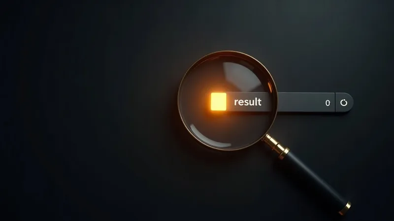 Choisir entre Google Ads ou SEO, loupe au-dessus d'une liste de résultats de recherche avec un premier résultat doré
