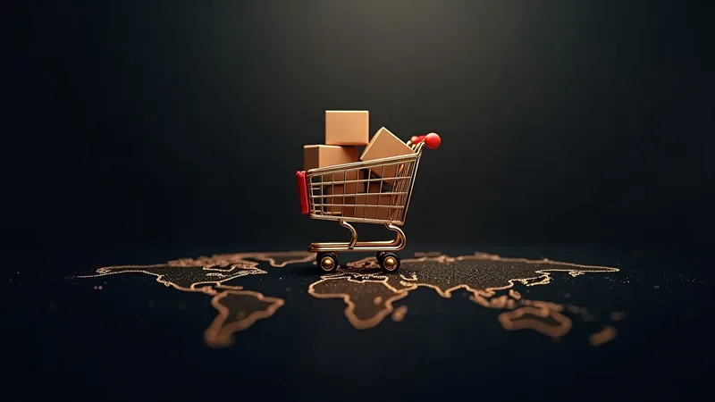 logistique d'une boutique en ligne en Belgique, panier d'achat rempli de colis avec un trajet de livraison tracé sur une carte, or et obsidian